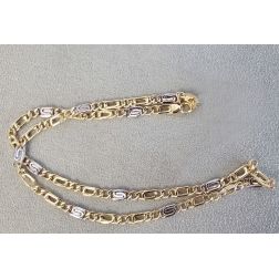 Two-tone 2+1 Figaro and Snail Necklace 50cm x 5.30mm - 4.50mm