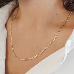 Photo of worn 50cm Necklace 3+1 width of 3mm 18kt yellow and white gold