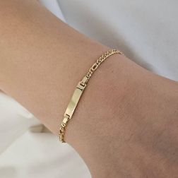 Photo of worn Baby 2.50mm partridge & tigre bracelet with 3.90mm tag