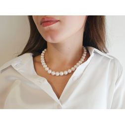 Collana Perle Freshwater 10.50-11.50mm con susta interna in Oro Bianco 18kt