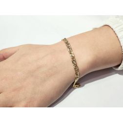 Bracciale maglia 1+1 tigre e pernice sfaccettata oro giallo 5mm foto indossata
