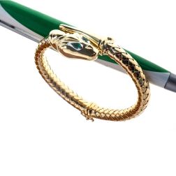 Rigid Snake Bangle bracelet with Emeralds