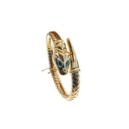 Rigid Snake Bangle bracelet with Emeralds