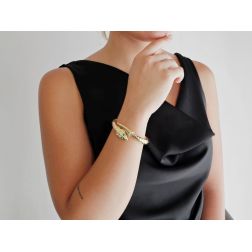 Bracciale Rigido Serpente con Smeraldi  foto indossata