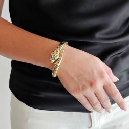 Bracciale Rigido Serpente con Smeraldi  foto indossata