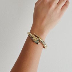 Bracciale Rigido Serpente con Smeraldi  foto indossata