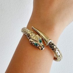 Bracciale Rigido Serpente con Smeraldi  foto indossata