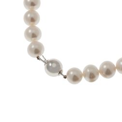 Collana Perle Scalare 11mm - 14mm Freshwater e susta Sfera 12mm in Oro Bianco