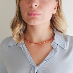 Collana Girocollo sfere rosse foto indossata