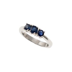 Anello Trilogy Scalare Zaffiri Blu in Oro Bianco