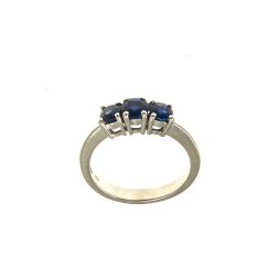 Blue Sapphires Graded Trilogy Ring in White Gold
