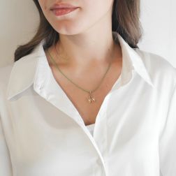 Photo of worn Daisy Line Pendant with Diamonds