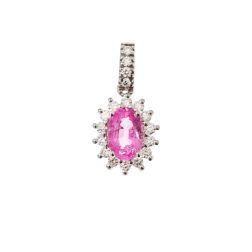 Kate Pendant Pink Sapphire 6x4mm surrounded by 14 Diamonds