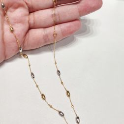 Collana catena con Barilotti in Oro Giallo e Bianco