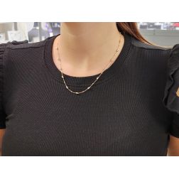 Photo of worn Chain Necklace with Barrels in 18kt Yellow and White Gold