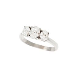 Trilogy Ring with Oval Diamonds: 0.61ct center and 0.37ct side, GIA-certified - italian size 14