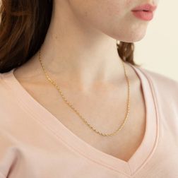 Collana 50cm Pernice da 2mm in Oro Giallo 18kt foto indossata