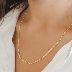 Collana 3+1 tigre & pernice 50cm x 2.50mm in Oro Giallo foto indossata