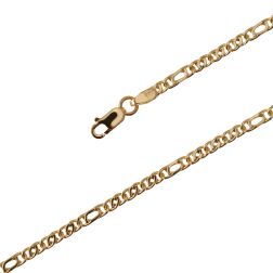 50cm x 2.50mm Yellow Gold 3+1 Tiger link chain Necklace - Lobster clasp