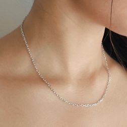Photo of worn Forzatina 42cm Necklace in White Gold width 2.3mm
