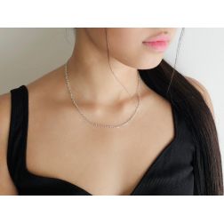 Photo of worn Forzatina 42cm Necklace in White Gold width 2.3mm