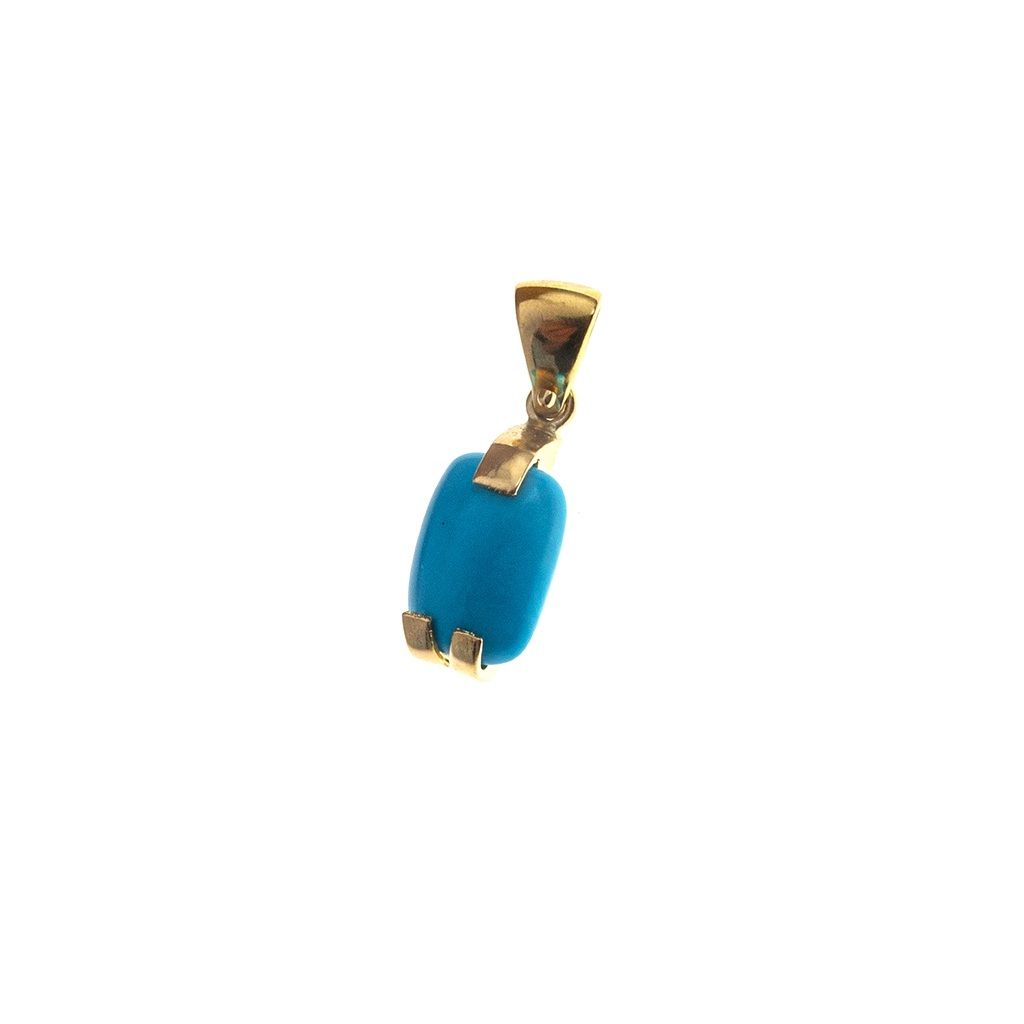Turquoise cabochon pendant in 18kt yellow gold