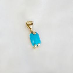 Turquoise cabochon pendant in 18kt yellow gold