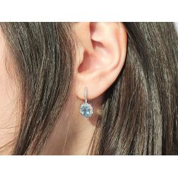 Kate Oval Acquamarine Earrings with Diamonds