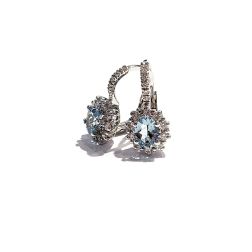 Kate Oval Acquamarine Earrings with Diamonds