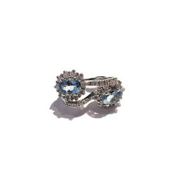 Kate Oval Acquamarine Earrings with Diamonds