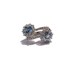 Kate Oval Acquamarine Earrings with Diamonds