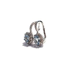 Kate Oval Acquamarine Earrings with Diamonds