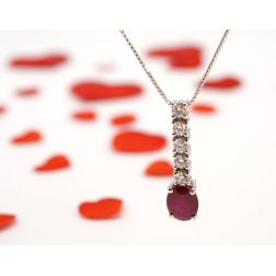 Ruby and 5 Diamond Tennis Necklace