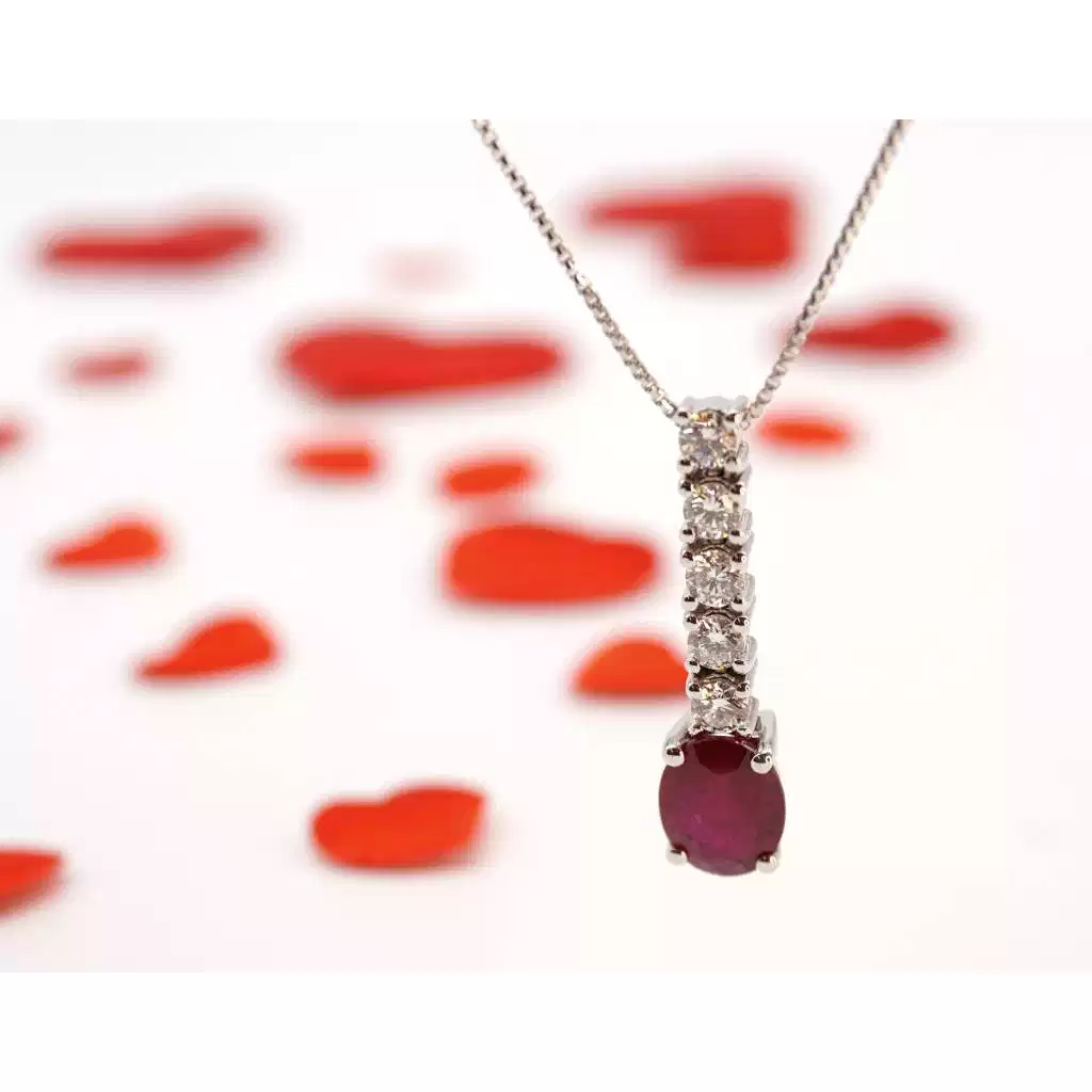 Ruby and 5 Diamond Tennis Necklace