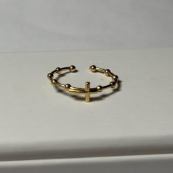 Yellow Gold Cross Rosary Ring