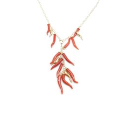 Necklace with Coral Horns and Yellow Gold