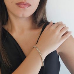 Bracciale Tennis Diamanti Gialli e Brown - 17.50cm x 3.70mm foto indossata
