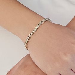 Bracciale Tennis Diamanti Gialli e Brown - 17.50cm x 3.70mm foto indossata