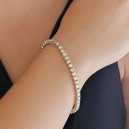 Bracciale Tennis Diamanti Gialli e Brown - 17.50cm x 3.70mm foto indossata