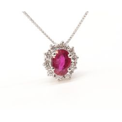 Kate Ruby Necklace 7x5mm and Diamonds