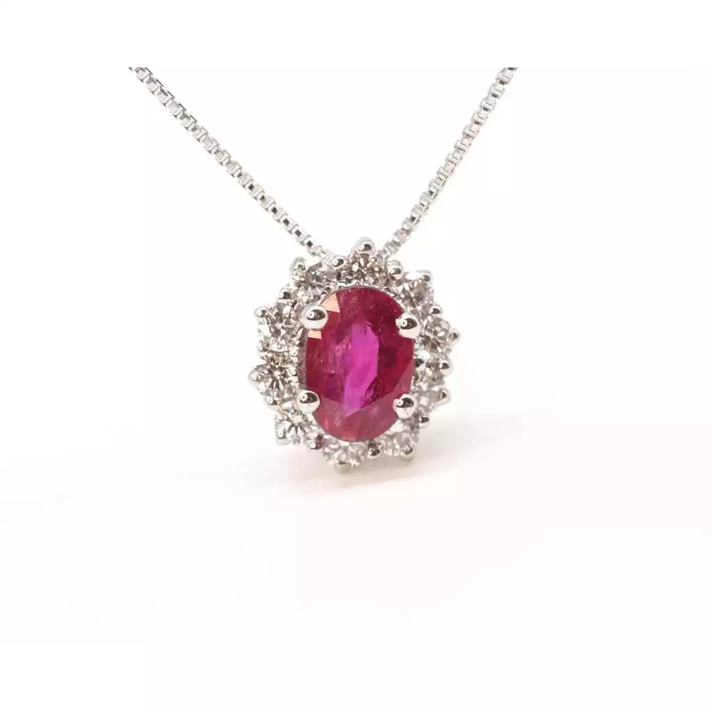 Kate Ruby Necklace 7x5mm and Diamonds