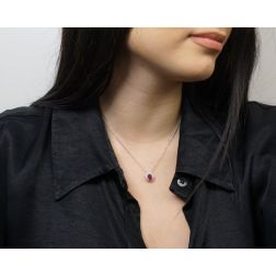 Photo fo worn Kate Ruby Necklace 7x5mm and Diamonds