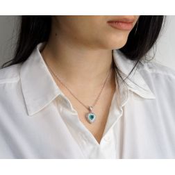 photo of worn Emerald Heart Pendant Necklace and 73 Diamonds