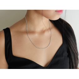 Photo of worn White gold Cuban link 50cm chain Necklace 2.2mm
