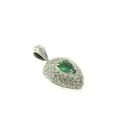 Emerald Heart Pendant Necklace and 73 Diamonds