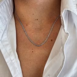Photo of worn White gold Cuban link 50cm chain Necklace 2.2mm