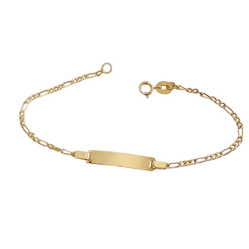 Baby bracelet 3+1 Figaro 1.6mm link with 3.90mm tag