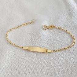 Baby bracelet 3+1 Figaro 1.6mm link with 3.90mm tag