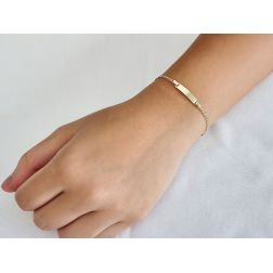 Photo of worn Baby bracelet "traversino" 2mm link with 3.90mm tag
