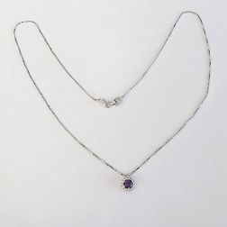 Veneta 0.7mm necklace with a white gold-set amethyst spotlight - 7mm